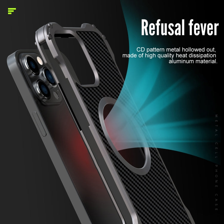 For iPhone 13 R-JUST RJ51 Hollow Shockproof Metal Protective Case(Dark Grey) - free shipping - PMC TechLife - Order now!