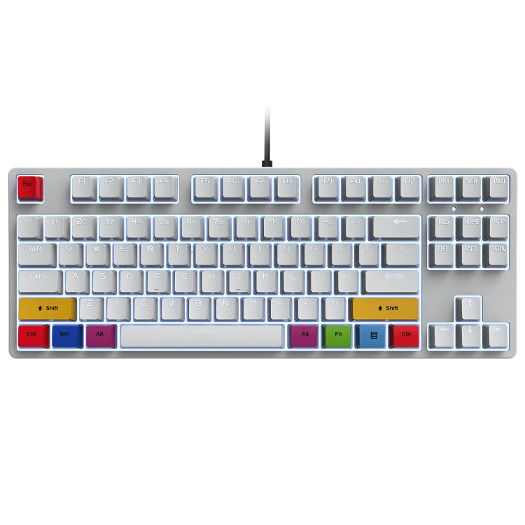 HXSJ L600 87 Keys USB-C / Type-C Wired Red Shaft Mechanical Keyboard with Cool Backlight(White) - Wired Keyboard by HXSJ | Online Shopping South Africa | PMC Jewellery | Buy Now Pay Later Mobicred