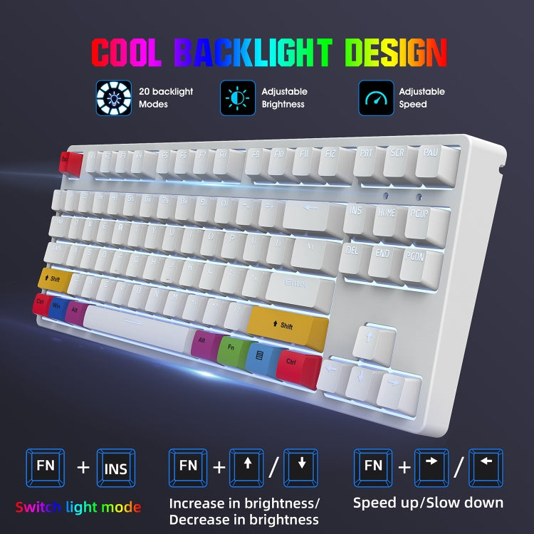 HXSJ L600 87 Keys USB-C / Type-C Wired Red Shaft Mechanical Keyboard with Cool Backlight(White) - Wired Keyboard by HXSJ | Online Shopping South Africa | PMC Jewellery | Buy Now Pay Later Mobicred