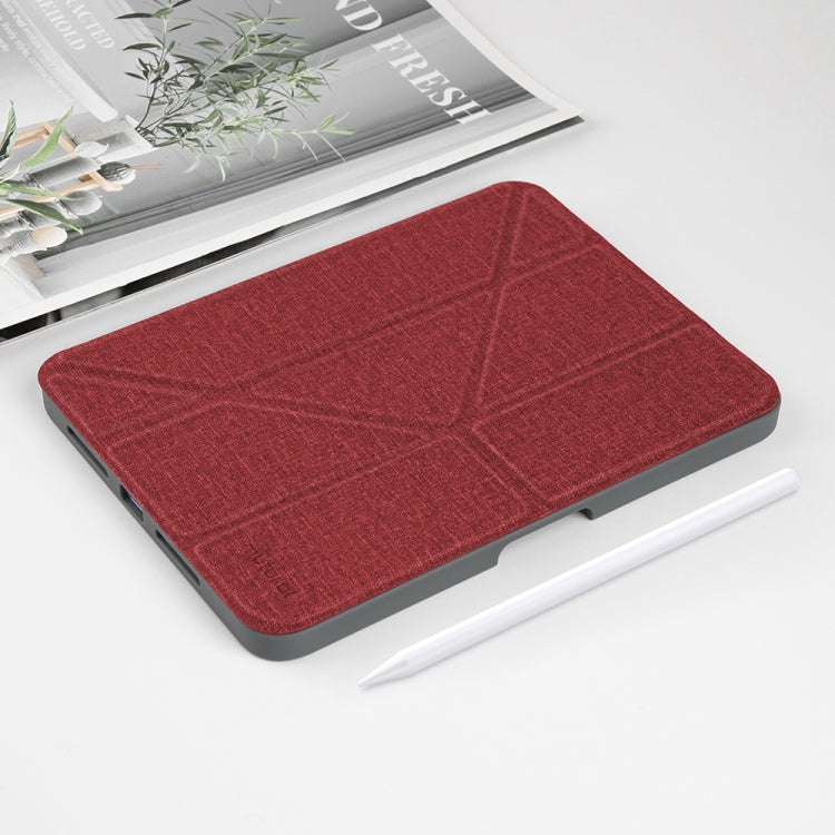 For iPad mini 6 / mini 2024 Mutural Multi-fold Smart Leather Tablet Case(Red) - free shipping - PMC TechLife - Order now!