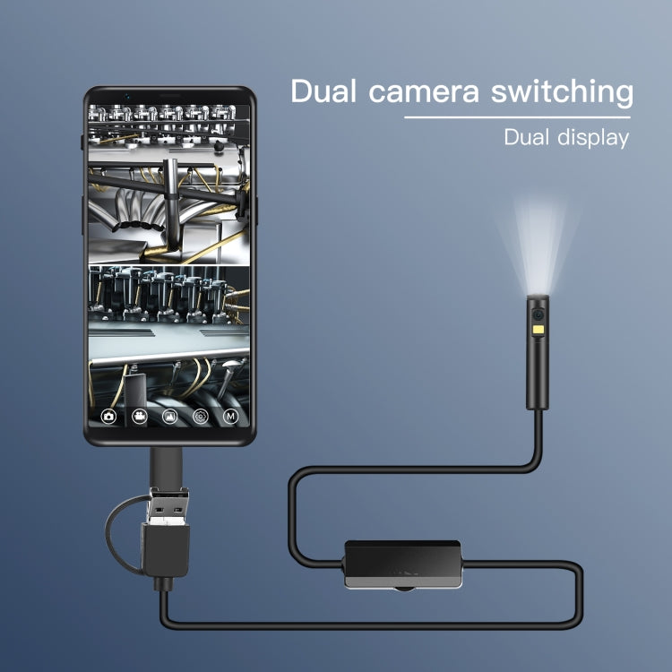 AN100 3 in 1 IP68 Waterproof USB-C / Type-C + Micro USB + USB Dual Cameras Industrial Digital Endoscope with 9 LEDs, Support Android System, Lens Diameter: 8mm, Length:1m Soft Cable - free shipping - PMC Jewellery - Order now!