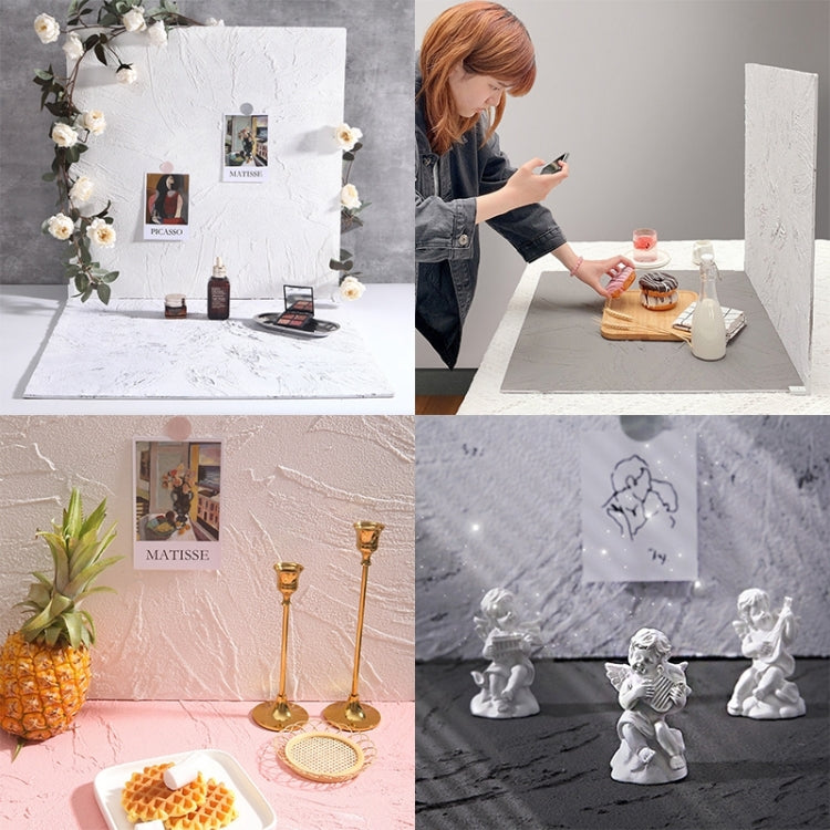 80 x 60cm Retro PVC Cement Texture Board Photography Backdrops Board(Grey White) - free shipping - PMC TechLife - Order now!
