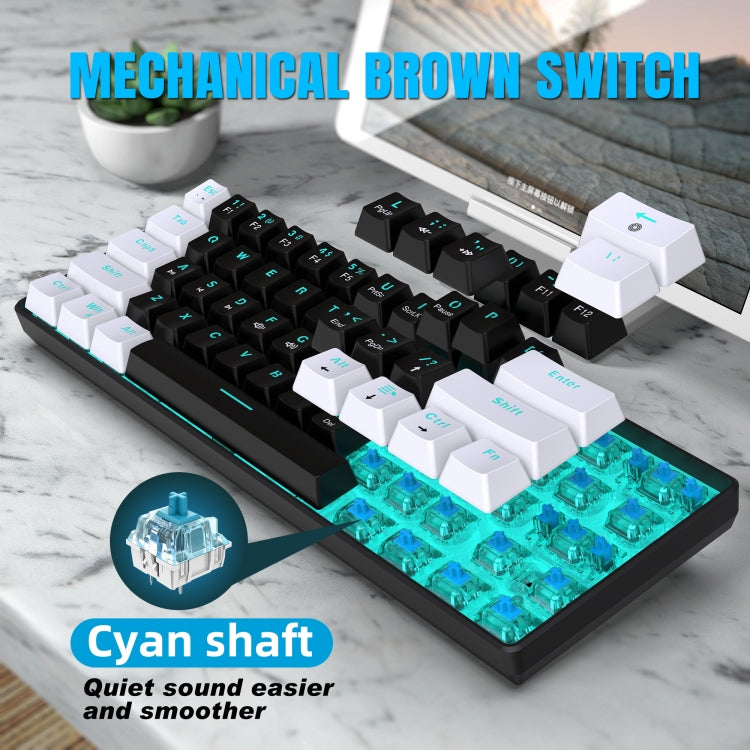 HXSJ V900 61 Keys Cool Lighting Effect Mechanical Wired Keyboard (Black White) - free shipping - PMC Jewellery - Order now!