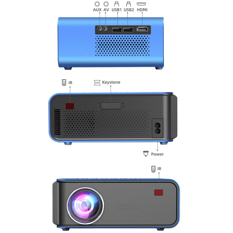 T4 Same Screen Version 1024x600 1200 Lumens Portable Home Theater LCD Projector, Plug Type:UK Plus(Blue) - Mini Projector by PMC Jewellery | Online Shopping South Africa | PMC Jewellery | Buy Now Pay Later Mobicred