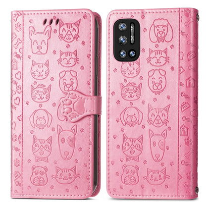 For Doogee N40 Pro Cat and Dog Embossed Horizontal Flip Phone Leather Case with Holder & Card Slot & Wallet & Lanyard(Pink) - More Brand by PMC Jewellery | Online Shopping South Africa | PMC Jewellery | Buy Now Pay Later Mobicred