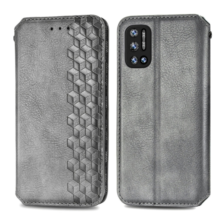 For Doogee N40 Pro Cubic Grid Pressed Horizontal Flip Magnetic Leather Case with Holder & Card Slots & Wallet(Grey) - More Brand by PMC Jewellery | Online Shopping South Africa | PMC Jewellery | Buy Now Pay Later Mobicred