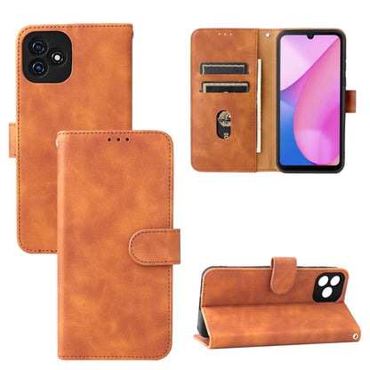 For Blackview Oscal C20 Solid Color Skin Feel Magnetic Buckle Horizontal Flip PU Phone Case(Brown) - More Brand by PMC Jewellery | Online Shopping South Africa | PMC Jewellery | Buy Now Pay Later Mobicred