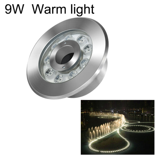 9W Landscape Ring LED Stainless Steel Underwater Fountain Light(Warm Light) - Underwater Lights by PMC Jewellery | Online Shopping South Africa | PMC Jewellery | Buy Now Pay Later Mobicred