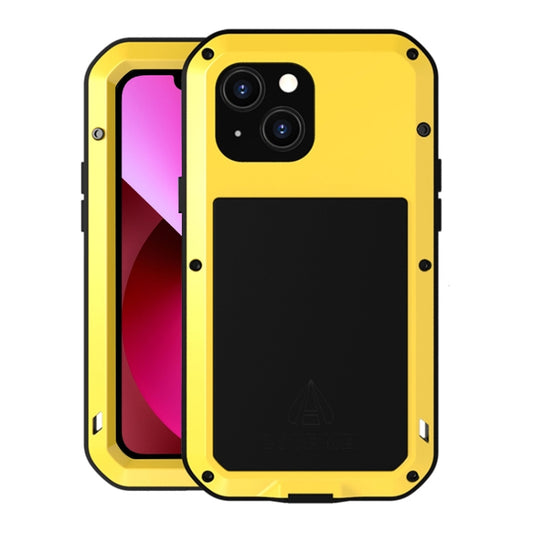 For iPhone 13 LOVE MEI Metal Shockproof Life Waterproof Dustproof Protective Phone Case(Yellow) - iPhone 13 Cases by LOVE MEI | Online Shopping South Africa | PMC Jewellery