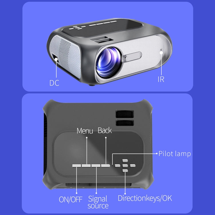 T7 1920x1080P 200 ANSI Portable Home Theater LED HD Digital Projector, Same Screen Version, EU Plug(Black) - LED Projector by PMC TechLife | Online Shopping South Africa | PMC TechLife | Buy Now Pay Later Mobicred