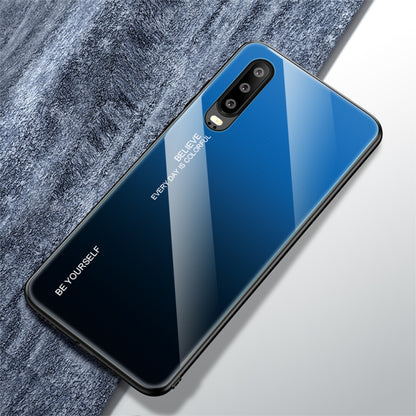 For Huawei P30 Gradient Color Glass Case(Blue) - Huawei Cases by PMC Jewellery | Online Shopping South Africa | PMC Jewellery