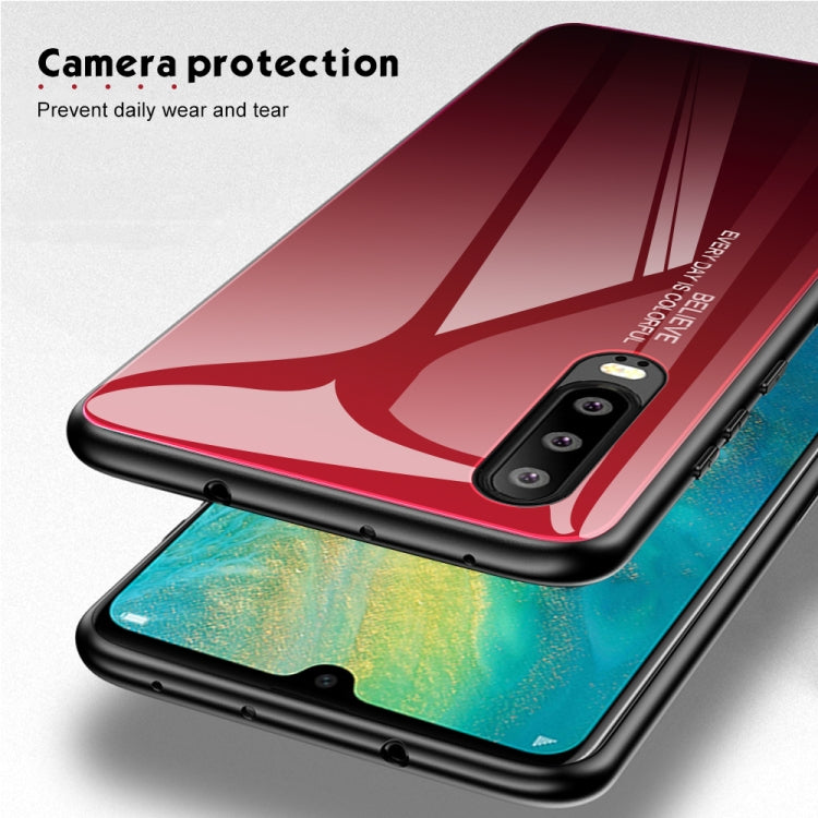 For Huawei P30 Gradient Color Glass Case(Blue) - Huawei Cases by PMC Jewellery | Online Shopping South Africa | PMC Jewellery