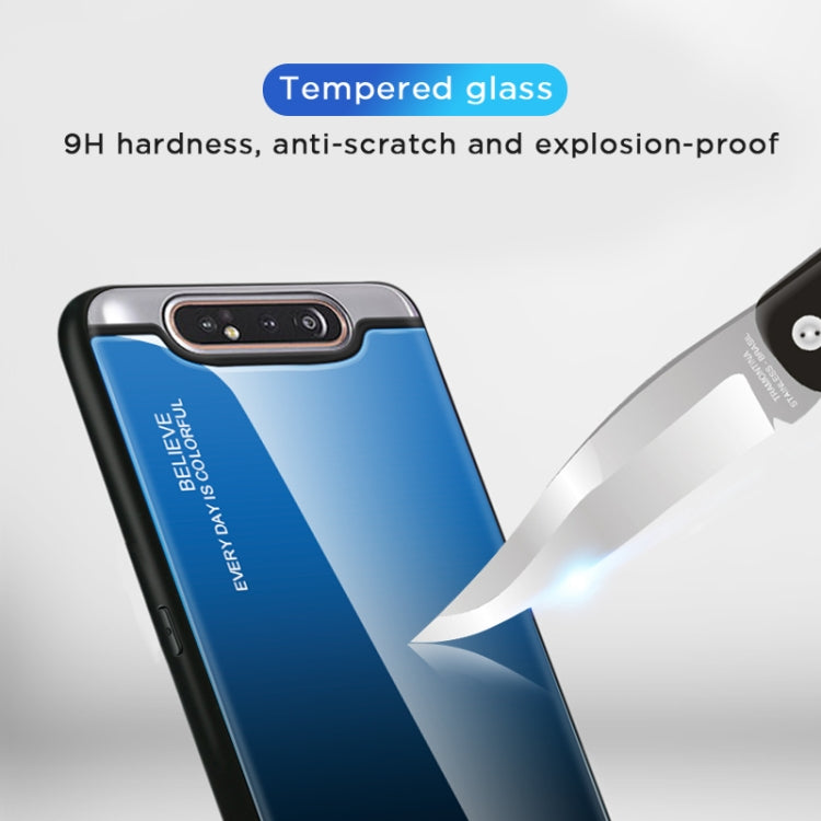 For Galaxy A80 Gradient Color Glass Case(Red) - Galaxy Phone Cases by PMC TechLife | Online Shopping South Africa | PMC TechLife