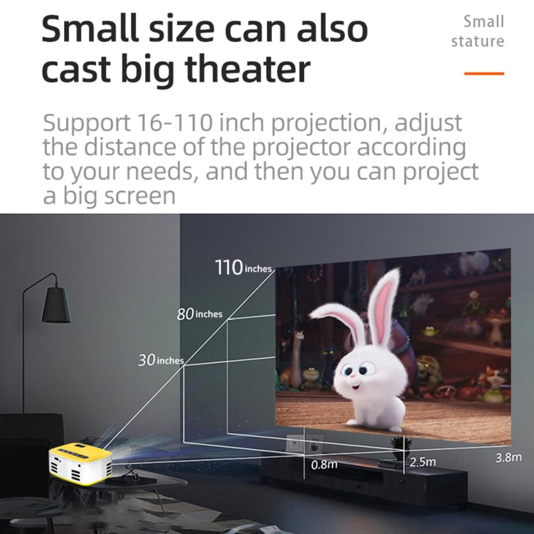 T20 320x240 400 Lumens Portable Home Theater LED HD Digital Projector, Same Screen Version, UK Plug(White Yellow) - LED Projector by PMC TechLife | Online Shopping South Africa | PMC TechLife | Buy Now Pay Later Mobicred