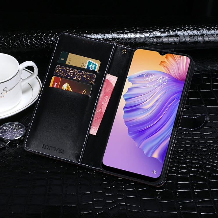 For Tecno Spark 8 idewei Crocodile Texture Leather Phone Case(Black) - Tecno Cases by idewei | Online Shopping South Africa | PMC TechLife | Buy Now Pay Later Mobicred