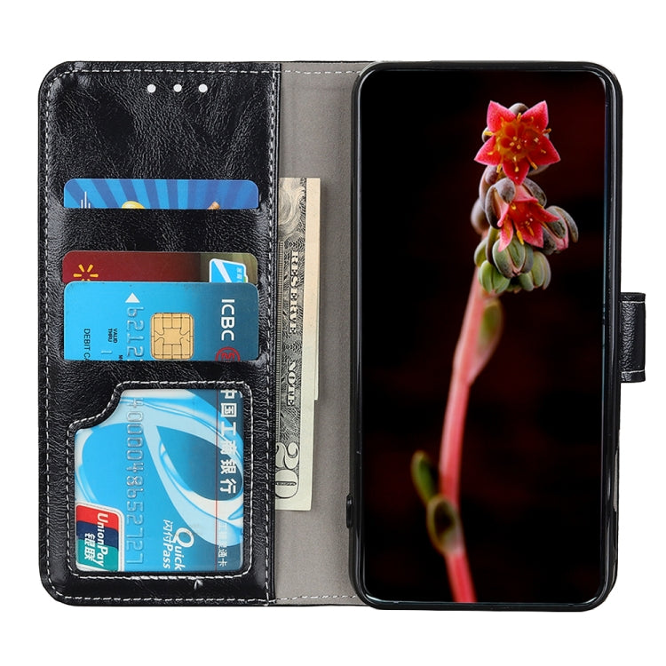 For OPPO Reno7 5G Retro Crazy Horse Texture Horizontal Flip Leather Phone Case(Black) - OPPO Cases by PMC TechLife | Online Shopping South Africa | PMC TechLife | Buy Now Pay Later Mobicred