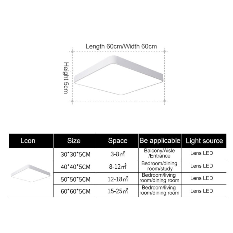 Macaron LED Square Ceiling Lamp, White Light, Size:40cm(Gold) - Celling Lights & Chandeliers by PMc TechLife | Online Shopping South Africa | PMc TechLife | Buy Now Pay Later Mobicred