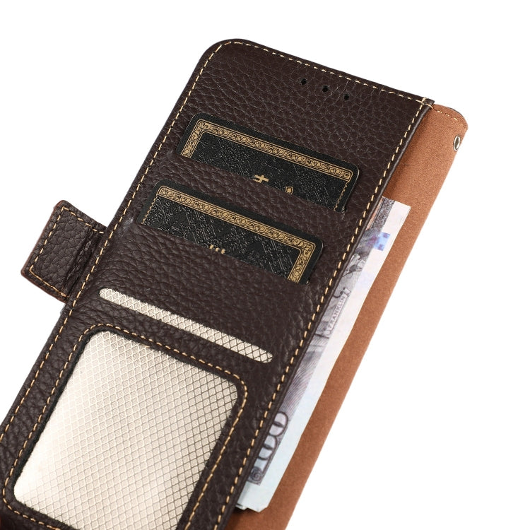 For Google Pixel 6 Pro KHAZNEH Side-Magnetic Litchi Genuine Leather RFID Case(Brown) - Google Cases by PMC TechLife | Online Shopping South Africa | PMC TechLife | Buy Now Pay Later Mobicred