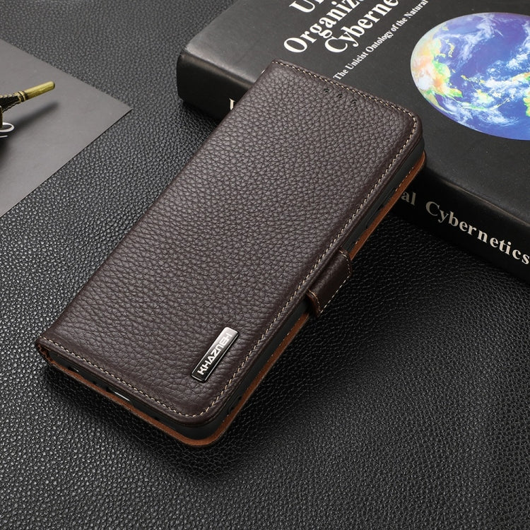 For Google Pixel 6 Pro KHAZNEH Side-Magnetic Litchi Genuine Leather RFID Case(Brown) - Google Cases by PMC TechLife | Online Shopping South Africa | PMC TechLife | Buy Now Pay Later Mobicred