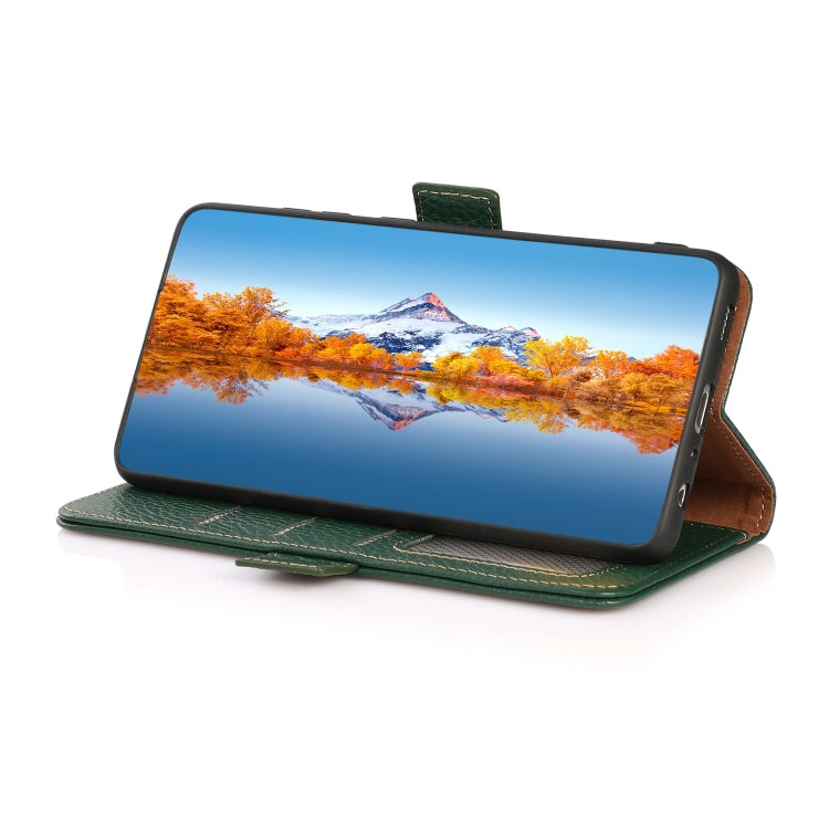 For Google Pixel 6 KHAZNEH Side-Magnetic Litchi Genuine Leather RFID Case(Green) - Google Cases by PMC TechLife | Online Shopping South Africa | PMC TechLife | Buy Now Pay Later Mobicred