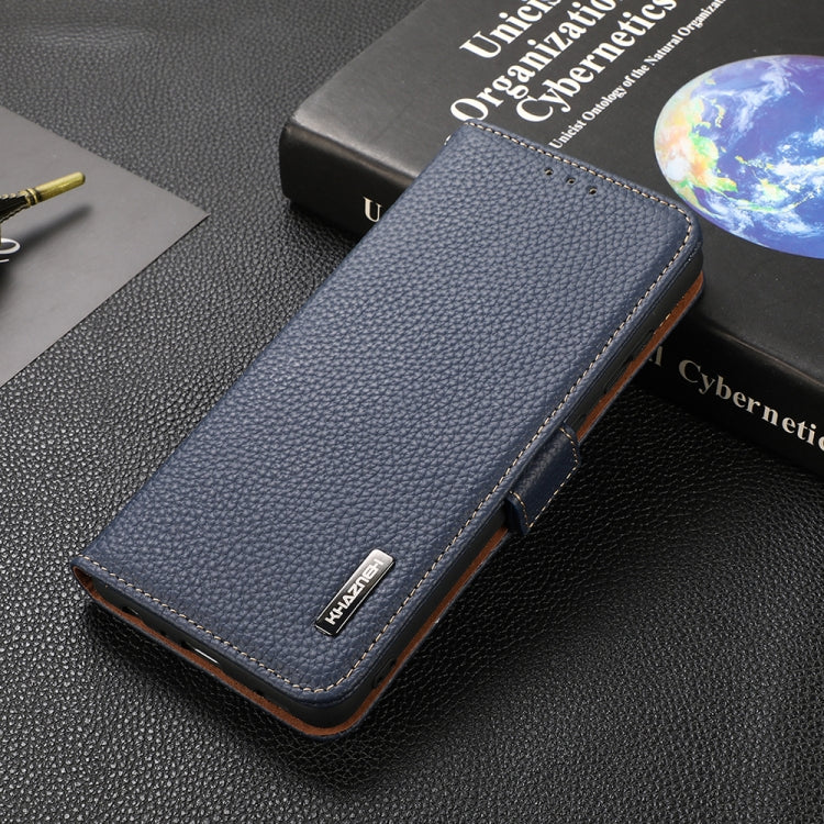 For Honor 60 Pro KHAZNEH Side-Magnetic Litchi Genuine Leather RFID Phone Case(Blue) - free shipping - PMC TechLife - Order now!