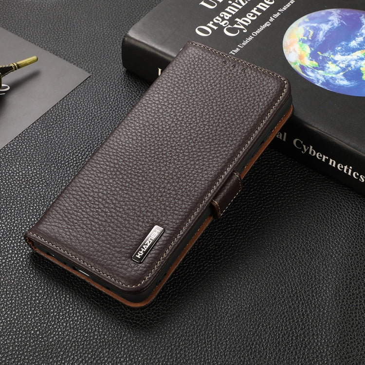 For Honor 60 Pro KHAZNEH Side-Magnetic Litchi Genuine Leather RFID Phone Case(Brown) - Honor Cases by PMC TechLife | Online Shopping South Africa | PMC TechLife | Buy Now Pay Later Mobicred