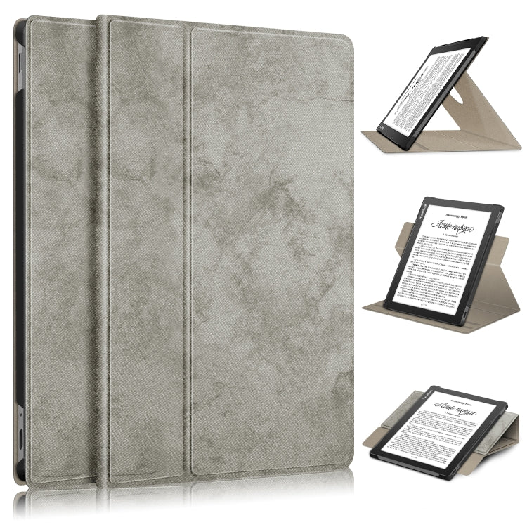 For Realme PocketBook PB970 360 Degrees Rotation Leather Tablet Case(Grey) - Realme by PMC TechLife | Online Shopping South Africa | PMC TechLife | Buy Now Pay Later Mobicred
