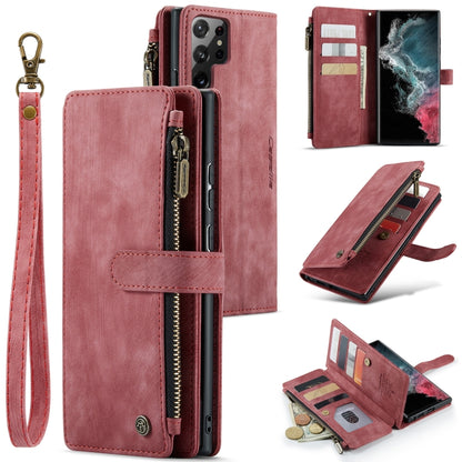 For Samsung Galaxy S22 Ultra 5G CaseMe C30 Multifunctional Phone Leather Case with Holder & Card Slot & Wallet(Red) - Galaxy S22 Ultra 5G Cases by CaseMe | Online Shopping South Africa | PMC Jewellery | Buy Now Pay Later Mobicred