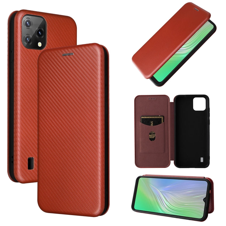 For Blackview A55 Carbon Fiber Texture Horizontal Flip PU Phone Case(Brown) - More Brand by PMC TechLife | Online Shopping South Africa | PMC TechLife | Buy Now Pay Later Mobicred