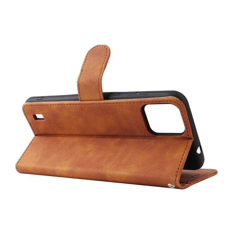 For Blackview A55 Skin Feel Magnetic Buckle Leather Phone Case(Brown) - More Brand by PMC TechLife | Online Shopping South Africa | PMC TechLife | Buy Now Pay Later Mobicred
