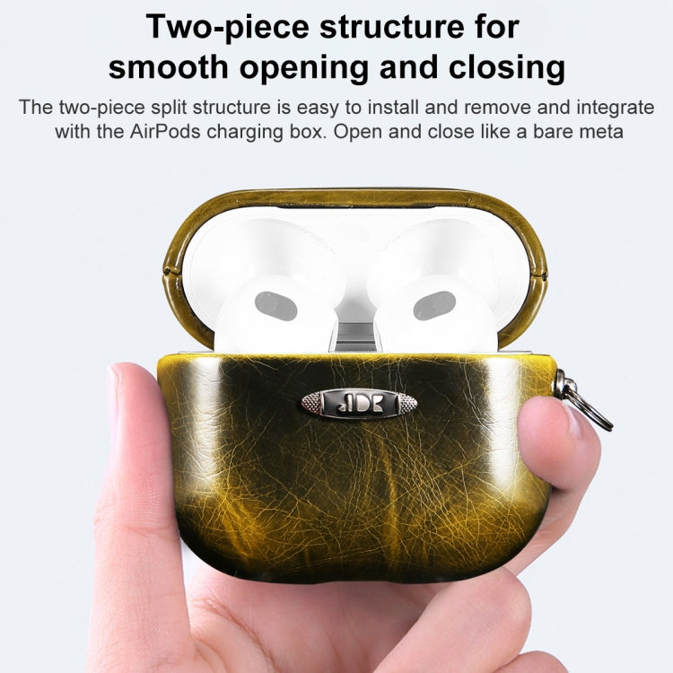 Oil Wax Leather Texture Earphone Protective Case with Hang Buckle For AirPods Pro(Brown) - For AirPods 1/2 by PMc TechLife | Online Shopping South Africa | PMc TechLife | Buy Now Pay Later Mobicred