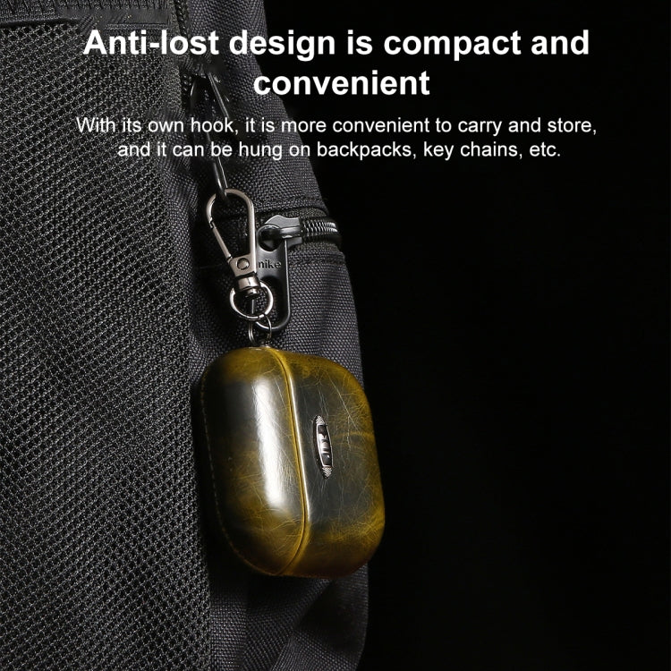 Oil Wax Leather Texture Earphone Protective Case with Hang Buckle For AirPods Pro(Red) - For AirPods 1/2 by PMc TechLife | Online Shopping South Africa | PMc TechLife | Buy Now Pay Later Mobicred