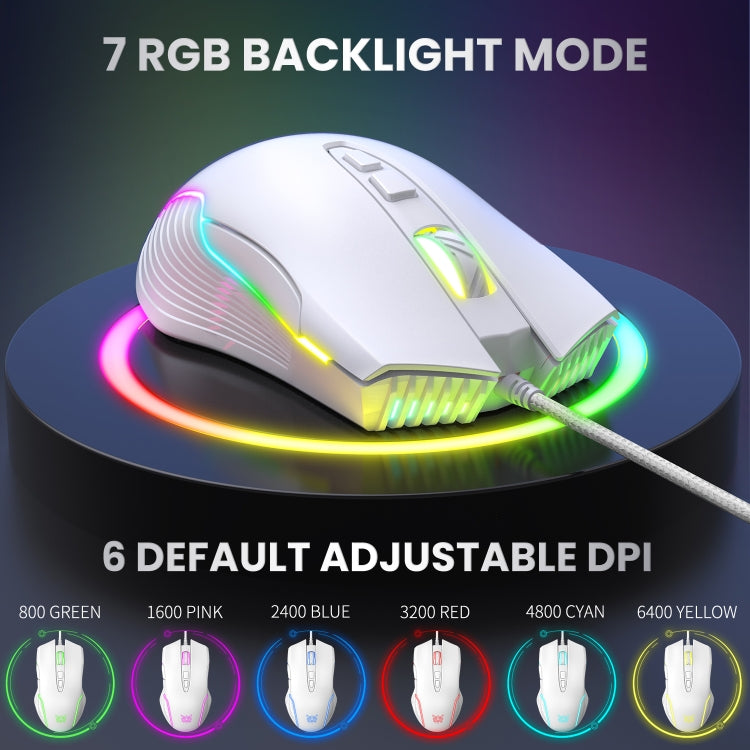 ONIKUMA CW905 RGB Lighting Wired Mouse(White) - free shipping - PMC Jewellery - Order now!
