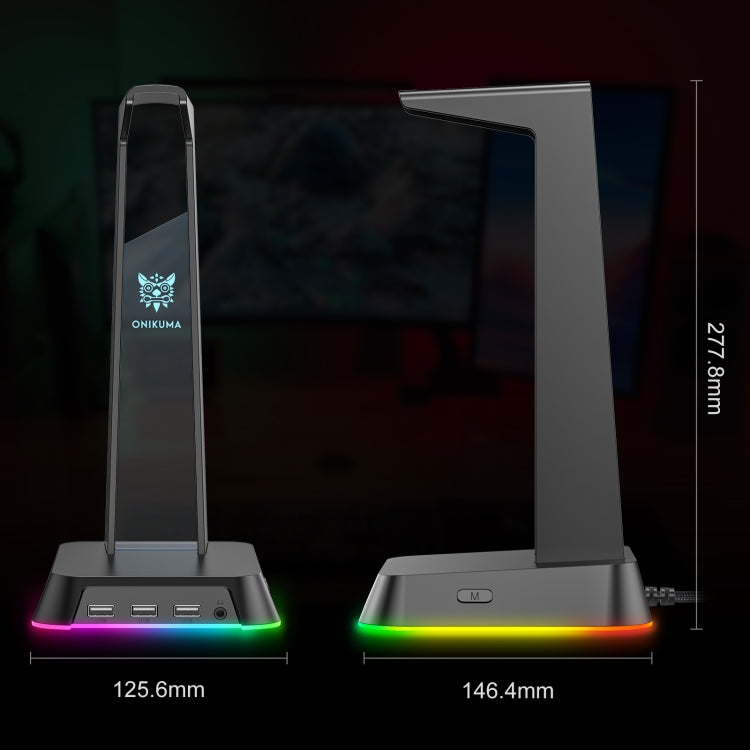 ONIKUMA ST-2 RGB Lighting Headset Holder Stand(Black) - free shipping - PMC Jewellery - Order now!