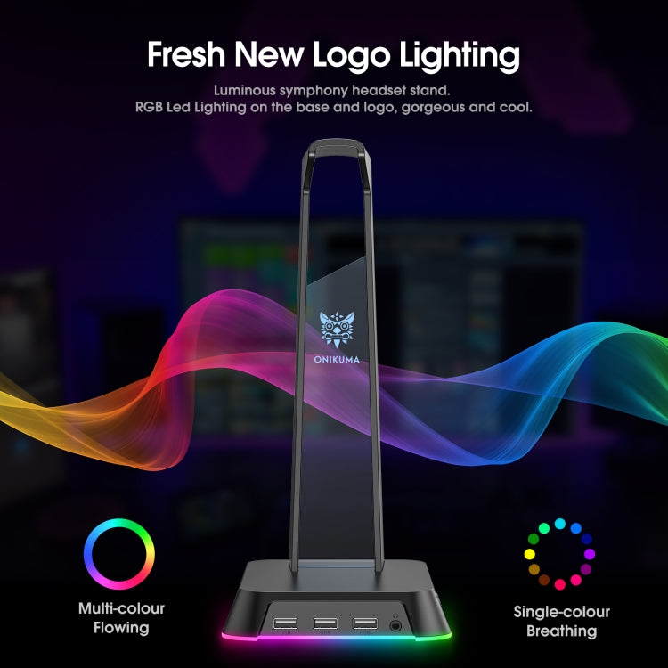 ONIKUMA ST-2 RGB Lighting Headset Holder Stand(Black) - free shipping - PMC Jewellery - Order now!