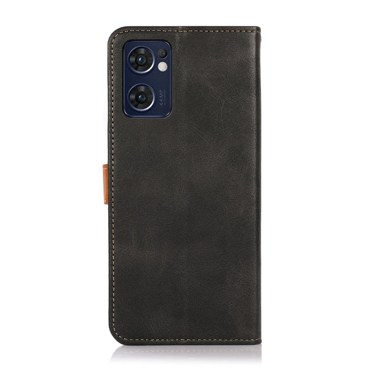 For OPPO Reno7 5G Global / Find X5 Lite KHAZNEH Dual-color Cowhide Texture Flip Leather Phone Case(Black) - OPPO Cases by PMC Jewellery | Online Shopping South Africa | PMC Jewellery | Buy Now Pay Later Mobicred