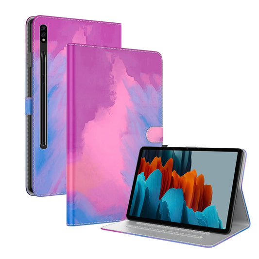 For Samsung Galaxy Tab S9+ Watercolor Pattern Flip Leather Tablet Case(Purple Red) - Galaxy Tab S9+ Cases by PMC Jewellery | Online Shopping South Africa | PMC Jewellery | Buy Now Pay Later Mobicred