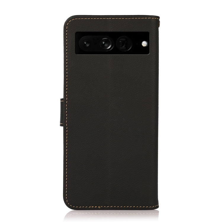 For Google Pixel 7 Pro 5G KHAZNEH Custer Genuine Leather RFID Phone Case(Black) - Google Cases by PMC TechLife | Online Shopping South Africa | PMC TechLife | Buy Now Pay Later Mobicred