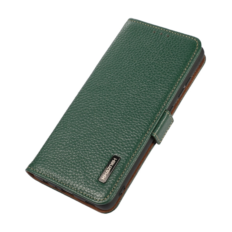 For Google Pixel 7 5G KHAZNEH Side-Magnetic Litchi Genuine Leather RFID Phone Case(Green) - Google Cases by PMC TechLife | Online Shopping South Africa | PMC TechLife | Buy Now Pay Later Mobicred