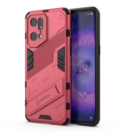 For OPPO Find X5 Pro Punk Armor 2 in 1 PC + TPU Shockproof Phone Case with Invisible Holder(Light Red) - OPPO Cases by PMC Jewellery | Online Shopping South Africa | PMC Jewellery | Buy Now Pay Later Mobicred