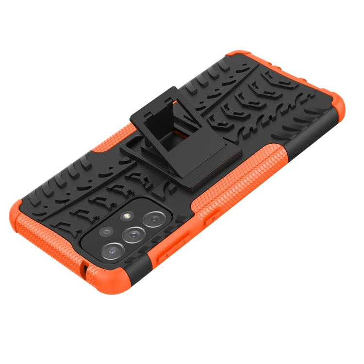 For Samsung Galaxy A73 5G Tire Texture Shockproof TPU+PC Phone Case with Holder(Orange) - Galaxy Phone Cases by PMC Jewellery | Online Shopping South Africa | PMC Jewellery