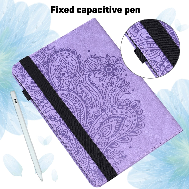 For Amazon Fire HD 10 2021 / HD 10 Plus 2021 Peacock Embossed Pattern Leather Tablet Case(Purple) - Amazon by PMC TechLife | Online Shopping South Africa | PMC TechLife