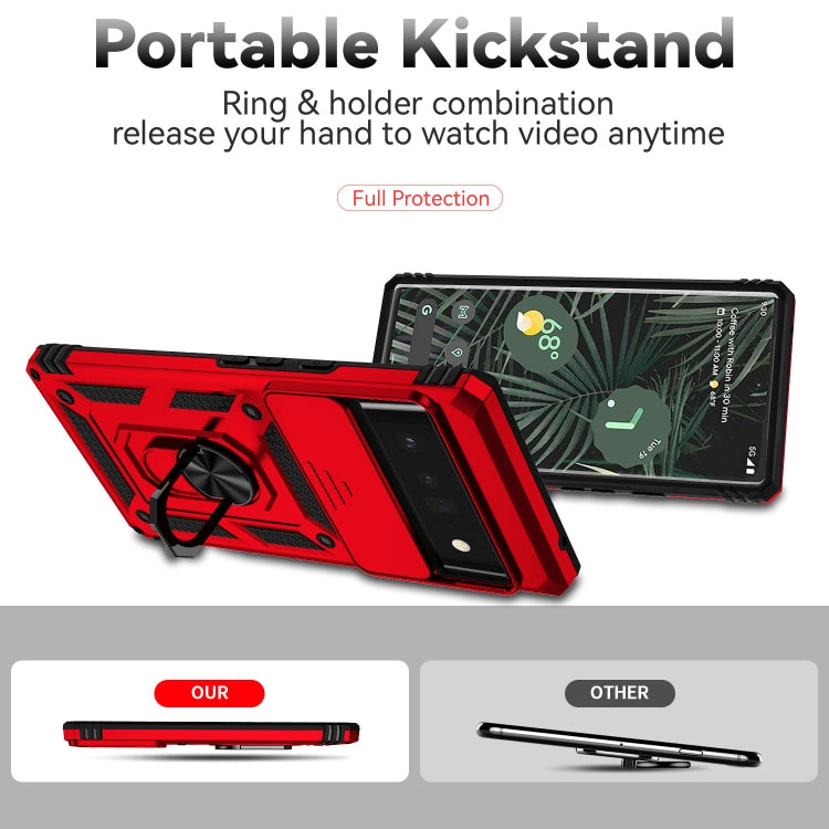 For Google Pixel 6 Pro Sliding Camshield Holder Phone Case(Red) - Google Cases by PMC TechLife | Online Shopping South Africa | PMC TechLife