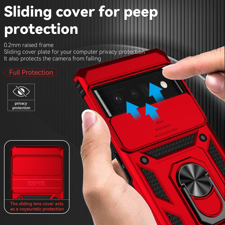 For Google Pixel 6 Pro Sliding Camshield Holder Phone Case(Red) - Google Cases by PMC TechLife | Online Shopping South Africa | PMC TechLife