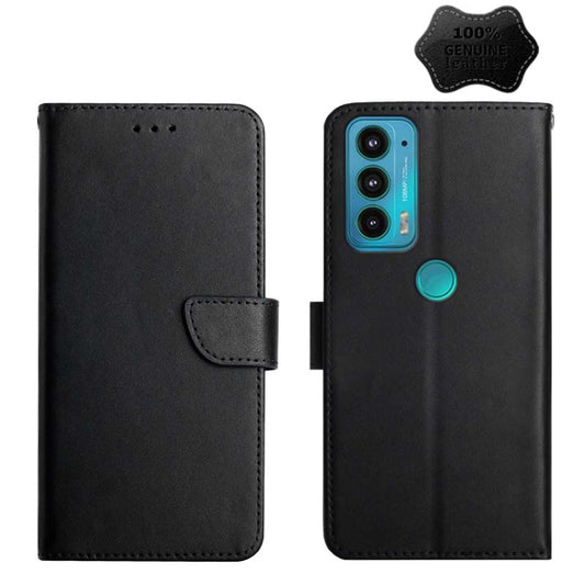 For Motorola Moto Edge 20 Genuine Leather Fingerprint-proof Horizontal Flip Phone Case(Black) - Motorola Cases by PMC Jewellery | Online Shopping South Africa | PMC Jewellery | Buy Now Pay Later Mobicred