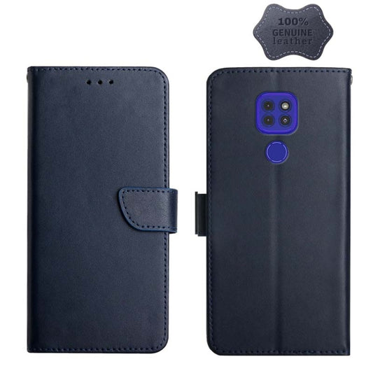 For Motorola Moto G9 Genuine Leather Fingerprint-proof Horizontal Flip Phone Case(Blue) - Motorola Cases by PMC Jewellery | Online Shopping South Africa | PMC Jewellery | Buy Now Pay Later Mobicred