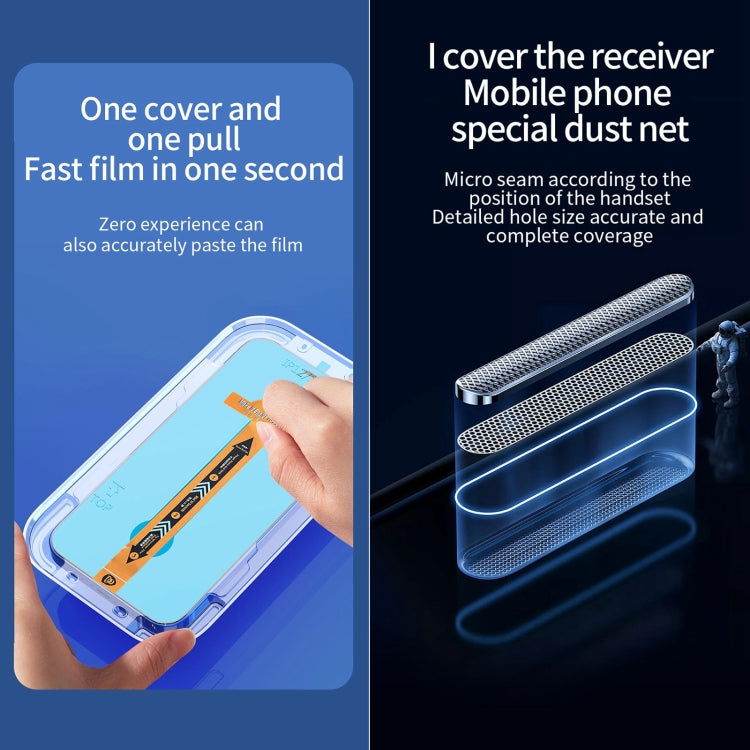 For iPhone 16e / 13 / 13 Pro Fast Attach Dust-proof Anti-static Tempered Glass Film - iPhone 13 Tempered Glass by PMC TechLife | Online Shopping South Africa | PMC TechLife | Buy Now Pay Later Mobicred