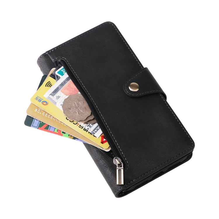 For Google Pixel 4 Rivet Buckle 9 Cards Three Fold Leather Phone Case(Black) - Google Cases by PMC TechLife | Online Shopping South Africa | PMC TechLife | Buy Now Pay Later Mobicred