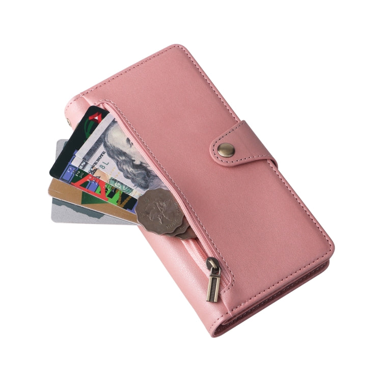 For Google Pixel 6 Rivet Buckle 9 Cards Three Fold Leather Phone Case(Rose Gold) - Google Cases by PMC TechLife | Online Shopping South Africa | PMC TechLife | Buy Now Pay Later Mobicred