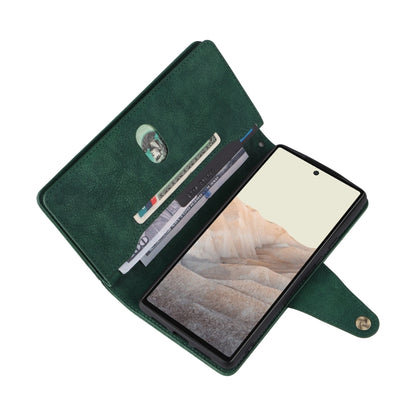 For Google Pixel 6 Pro Rivet Buckle 9 Cards Three Fold Leather Phone Case(Green) - Google Cases by PMC Jewellery | Online Shopping South Africa | PMC Jewellery | Buy Now Pay Later Mobicred